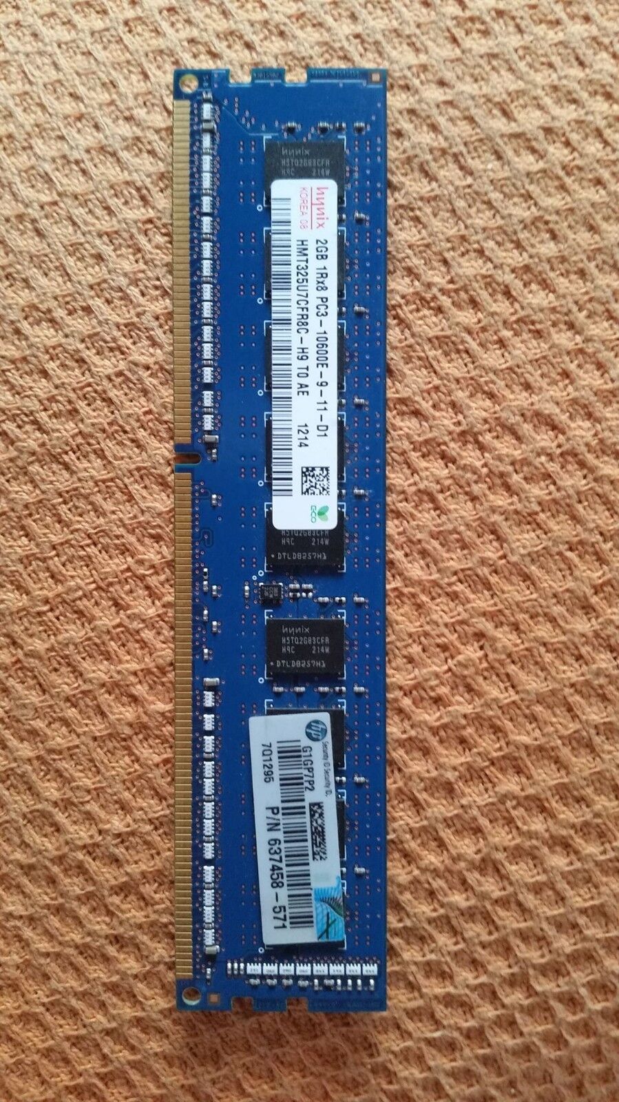 637458-571 HP 2GB HMT325U7CFR8C-H9 DDR3 ECC PC3-10600 1333Mhz 1Rx8 Memory
