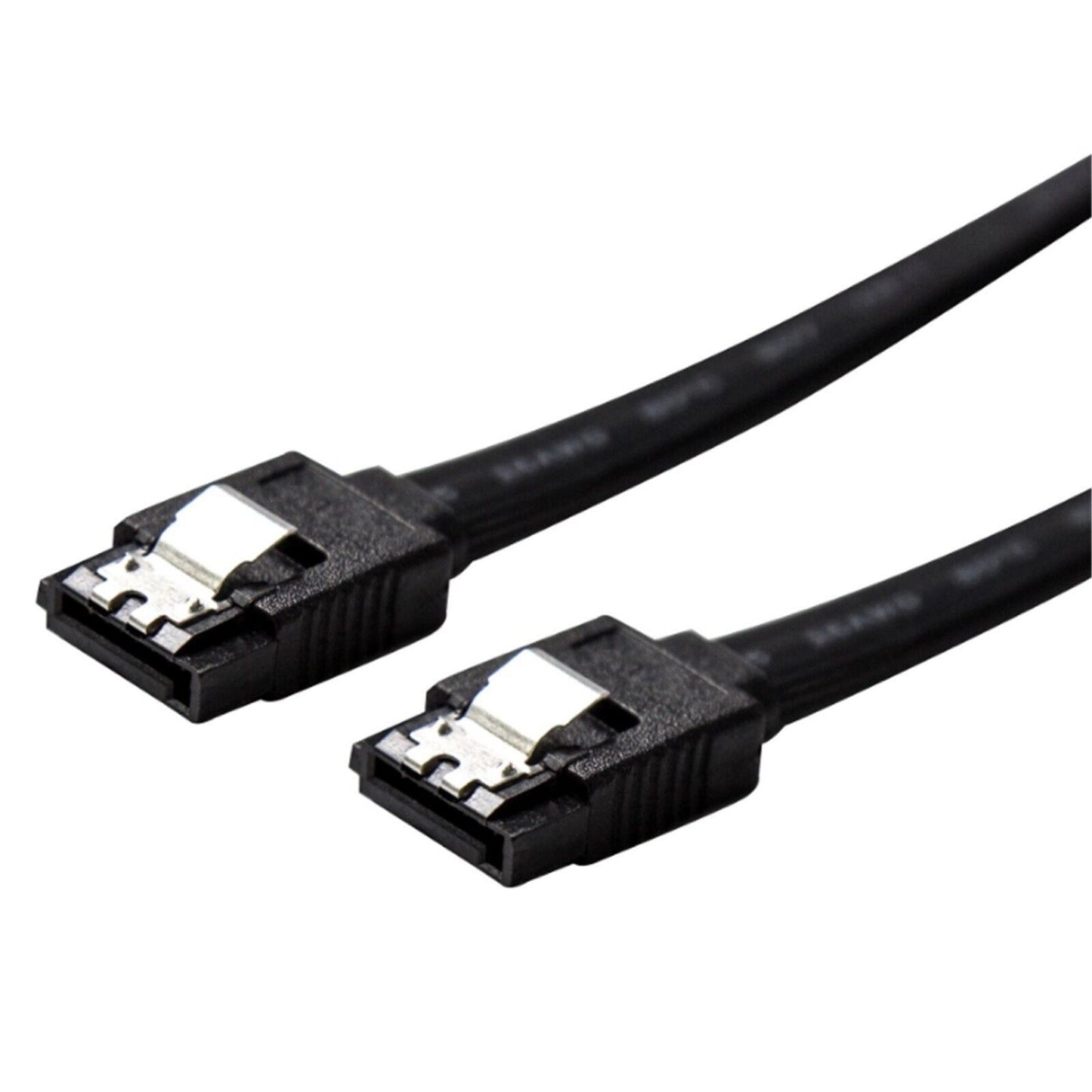 50cm Sata Cable Serial ATA HDD Hard Drive Data Lead BLACK 26AWG With Clip Ends
