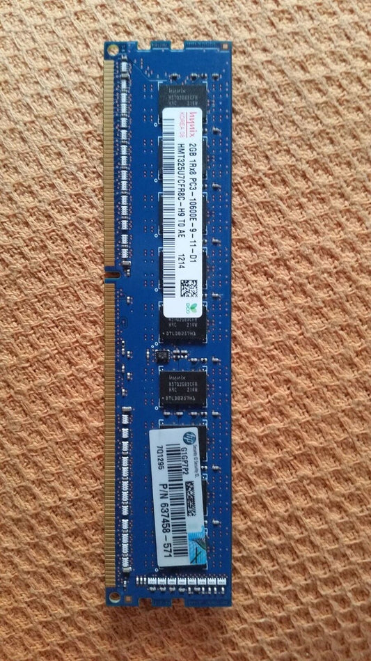 637458-571 HP 2GB HMT325U7CFR8C-H9 DDR3 ECC PC3-10600 1333Mhz 1Rx8 Memory