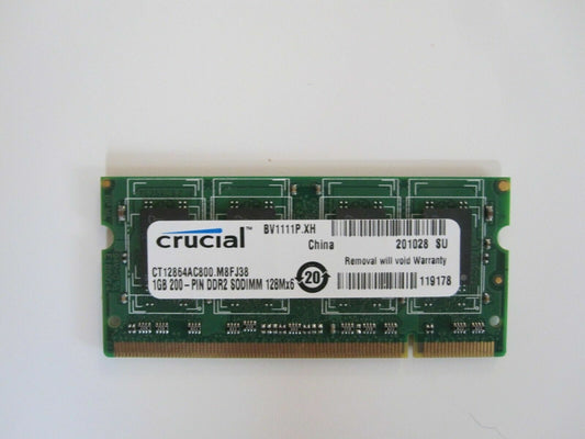 CRUCIAL CT12864AC800.M8FJ38 1GB LAPTOP SODIMM DDR2 PC2-6400S