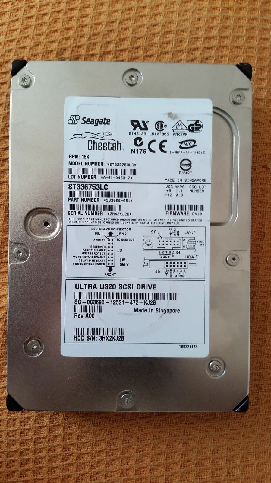 Dell / Seagate SCSI 80 Pin 36.7GB 3.5in HDD ST336753LC 9U9006-061 0C3690