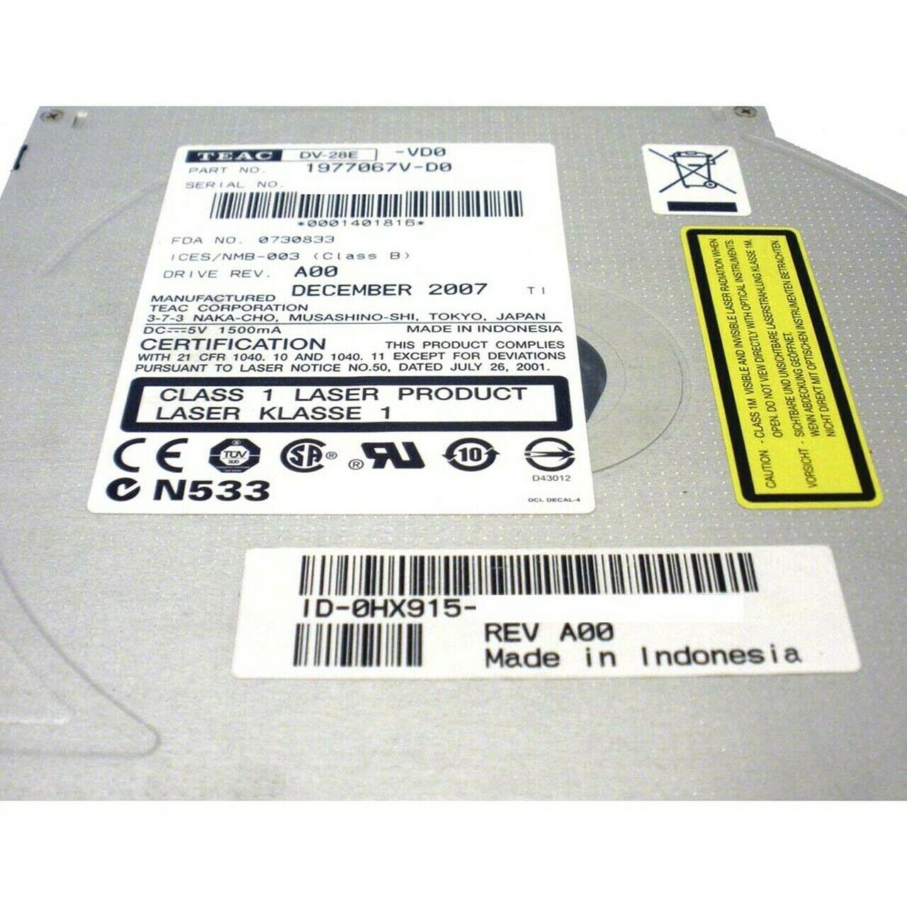 TEAC DV-28E Slimline ATA DVD-ROM Drive 0HX915 HX915
