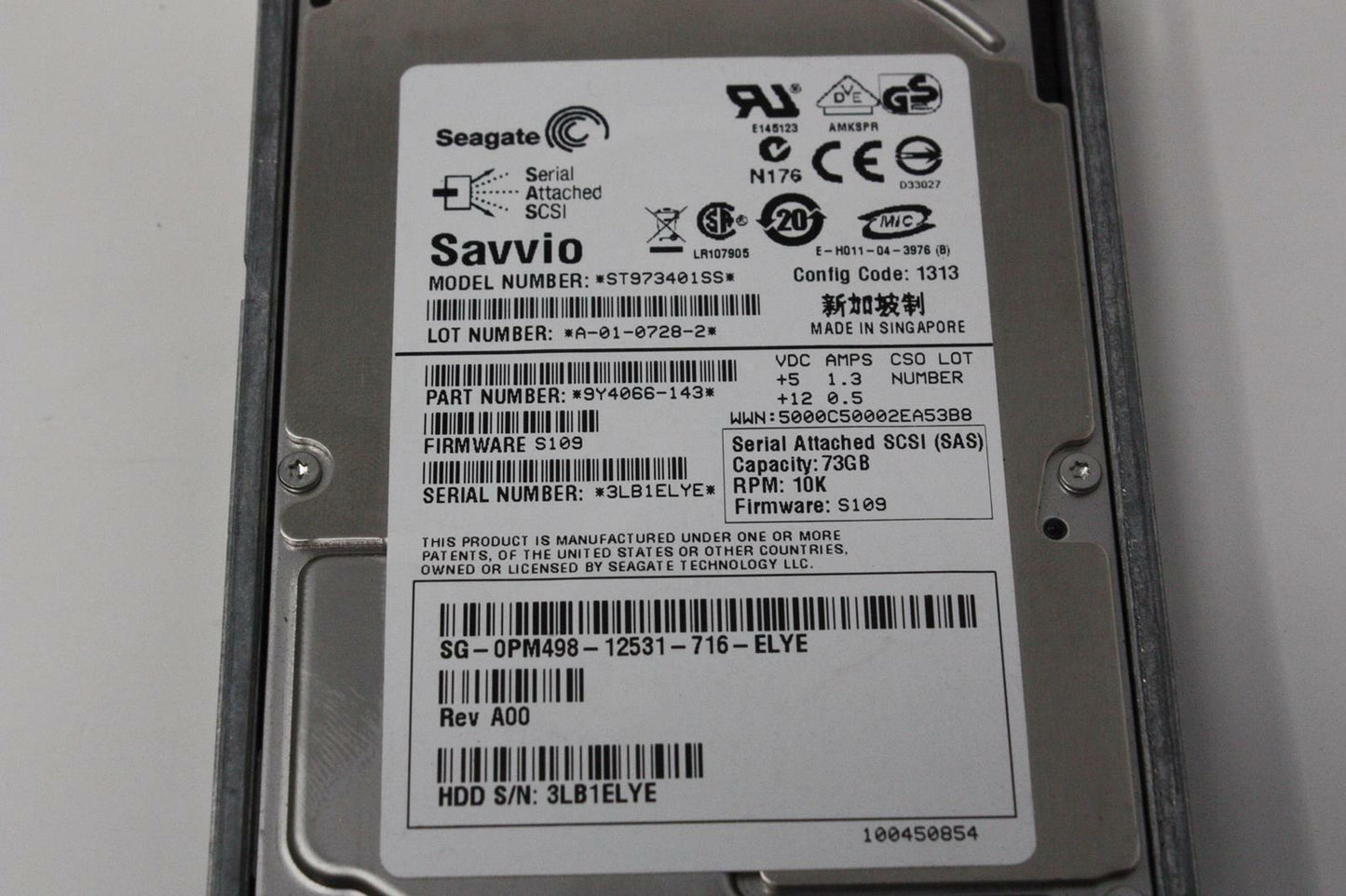 DELL 0M8031 HDD 73GB 10K SAS 3GBPS 8MB 2.5" ST973401SS 9Y4066-142