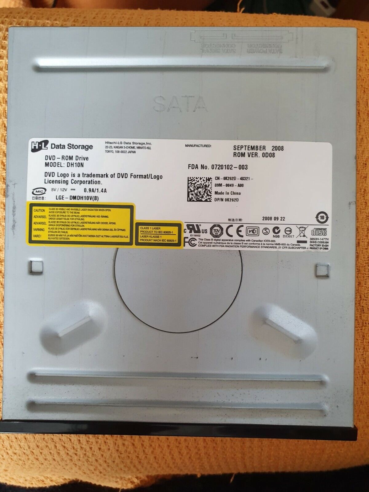 Dell LG DH10H 16X Speed SATA DVD Optical Drive 0K262D  K262D