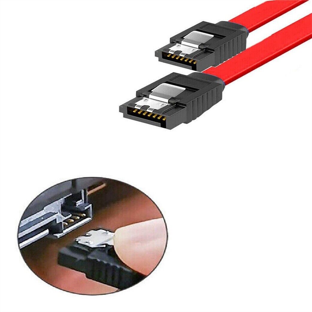 50cm Sata Cable Serial ATA  HDD Data Lead Red 26AWG With Clip Ends 26AWG