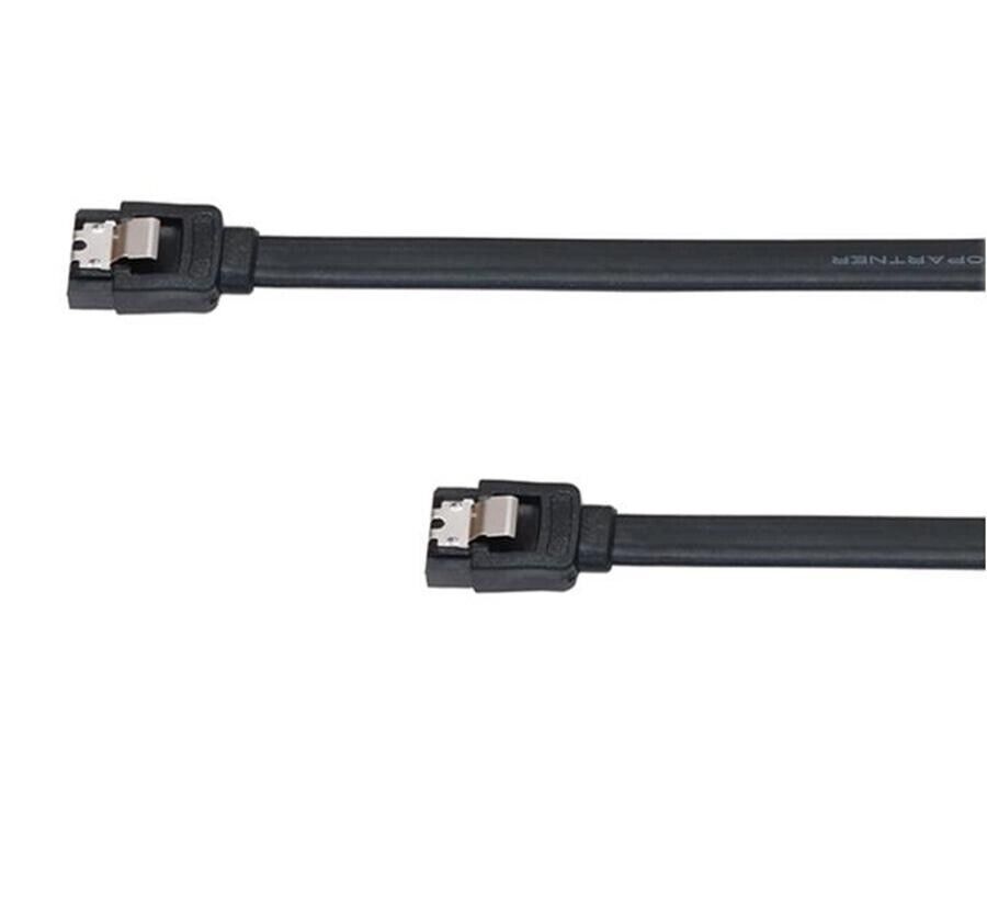 50cm Sata Cable Serial ATA  HDD Hard Drive Data Lead BLACK 26AWG With Clip Ends