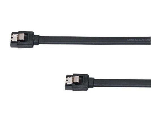 50cm Sata Cable Serial ATA  HDD Hard Drive Data Lead BLACK 26AWG With Clip Ends