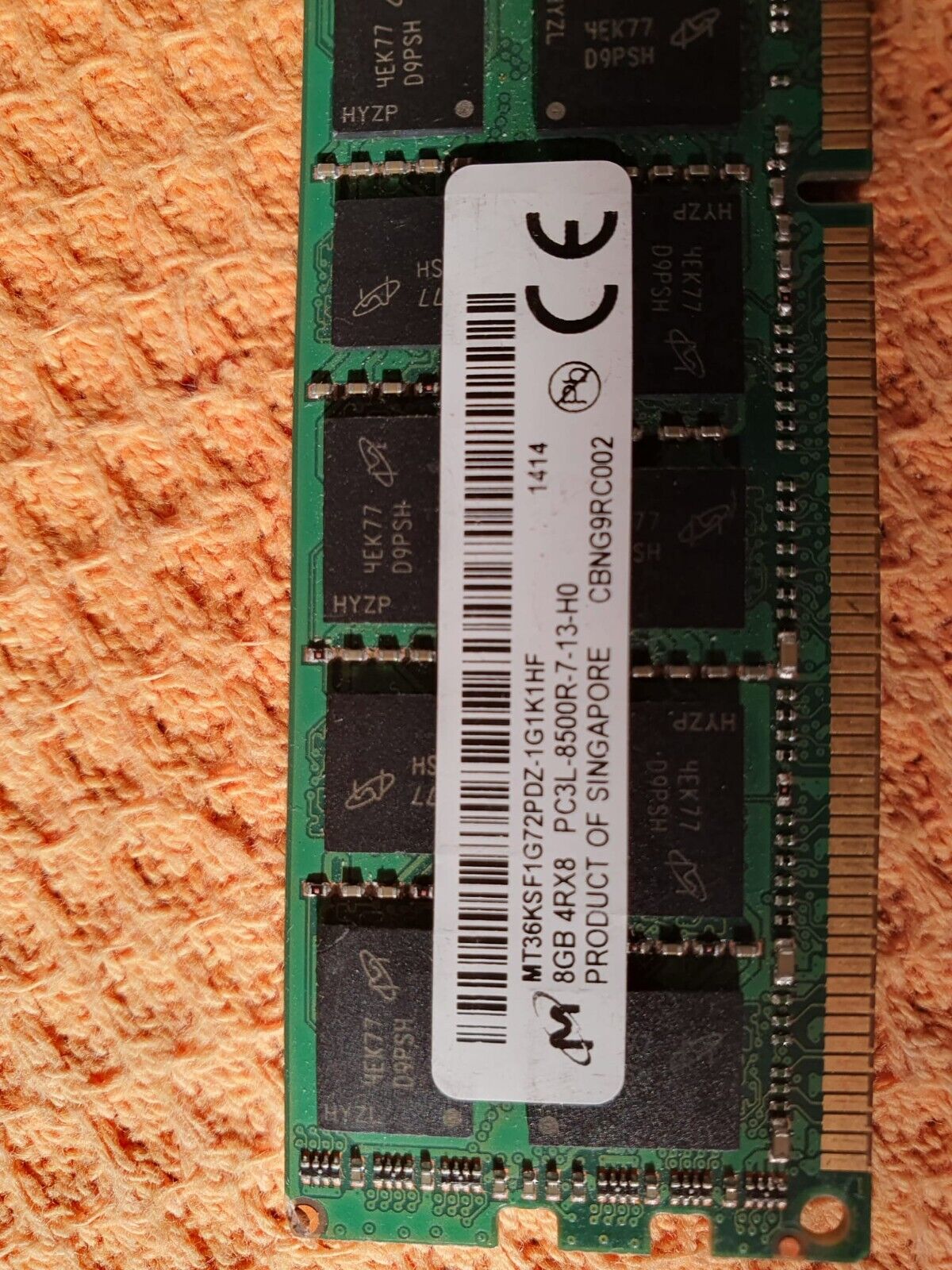 Crucial 8GB RAM PC3-12800R DDR3-1600 2RX4 Memory Module MT36KSF1G72PDZ-1G1K1HF