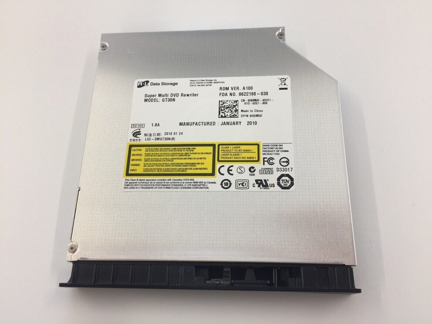 Dell Inspiron 1545 DVD-RW Optical Drive SATA With Bezel GT30N 0H8M5R