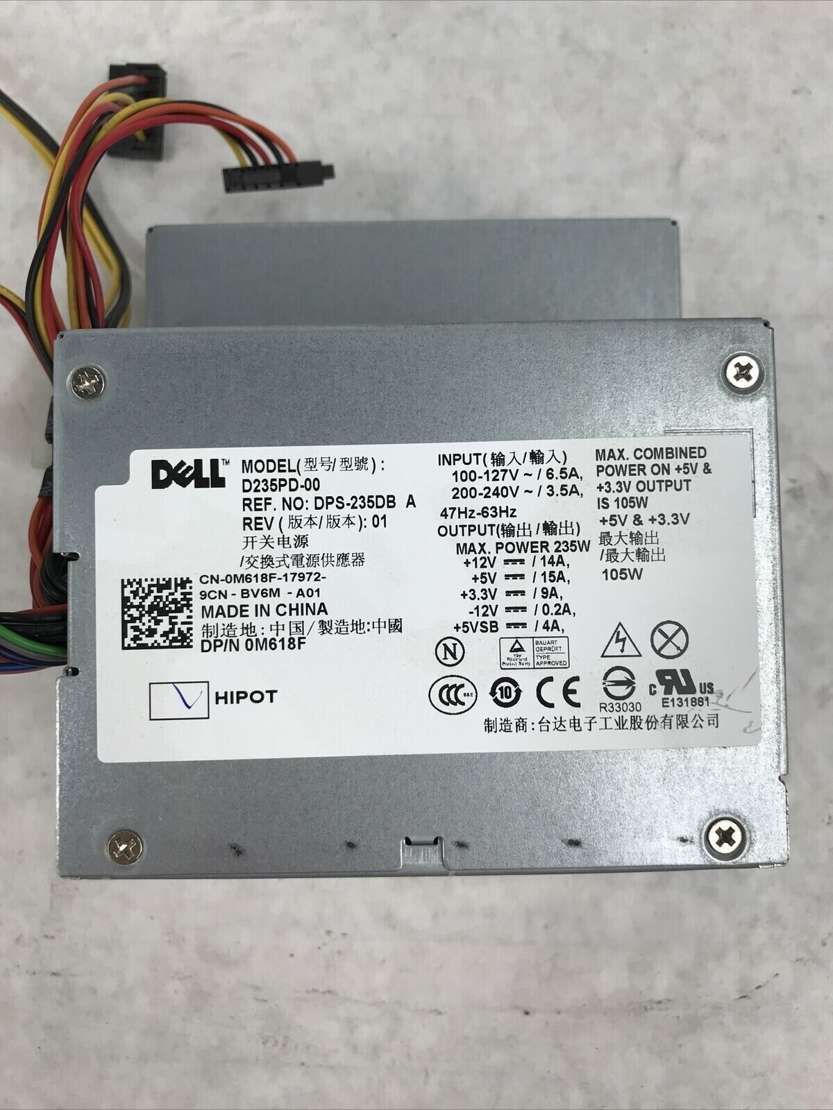 Dell Optiplex 360,380 235W Power Supply 0M618F M618F PSU